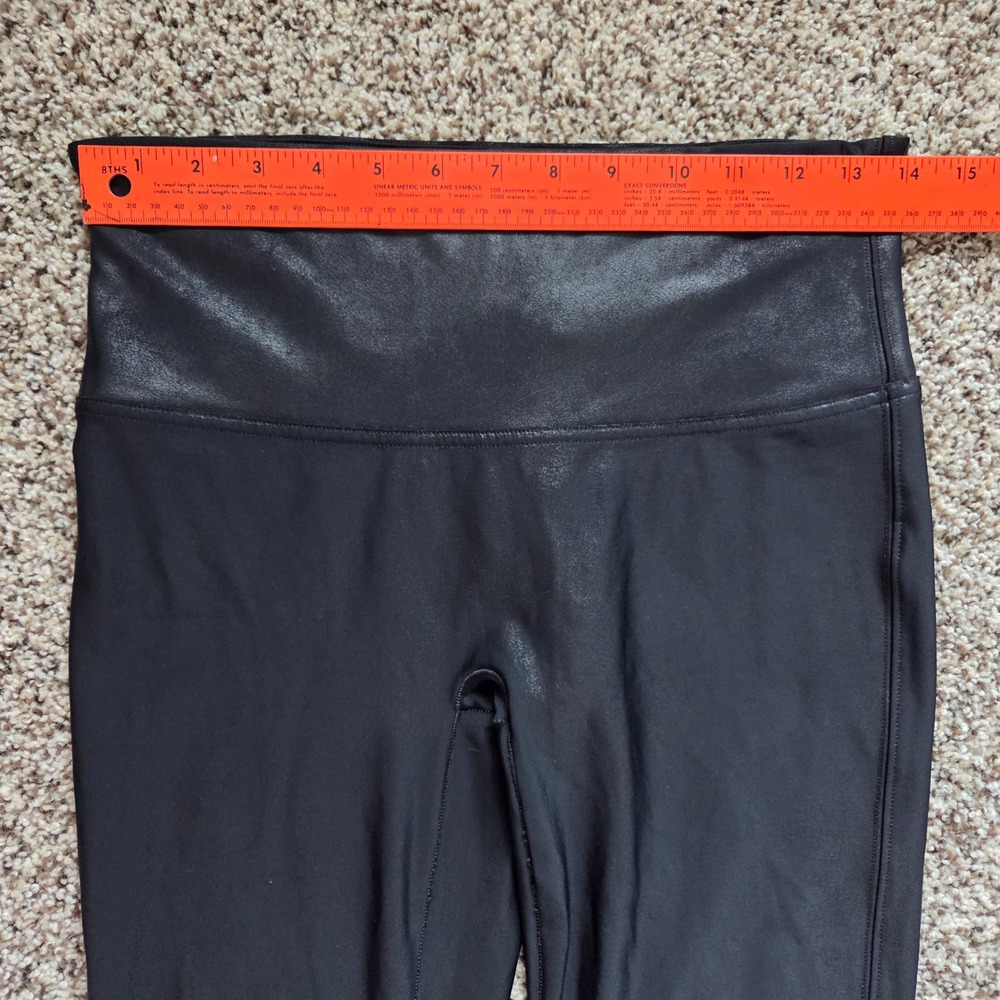 Spanx Faux Leather Leggings Bundle Black High Waist Size L 2 Pairs Crop Full - Picture 3 of 7